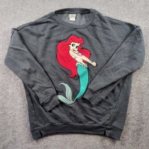 Disney Princess Ariel The Little Mermaid Sweater Sweatshirt Women's Small Gray
